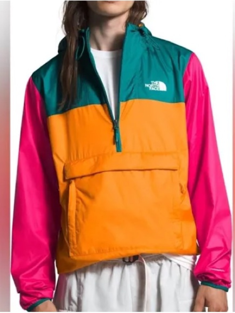 The North Face Teal & Orange Colorblock Pullover Anorak